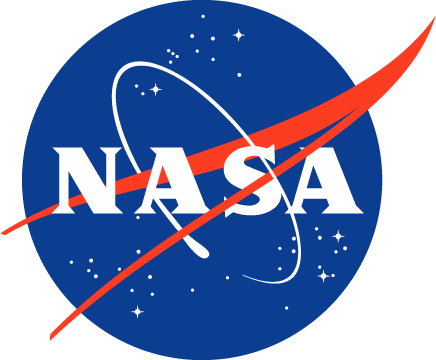 Red, white, and blue NASA meatball logo