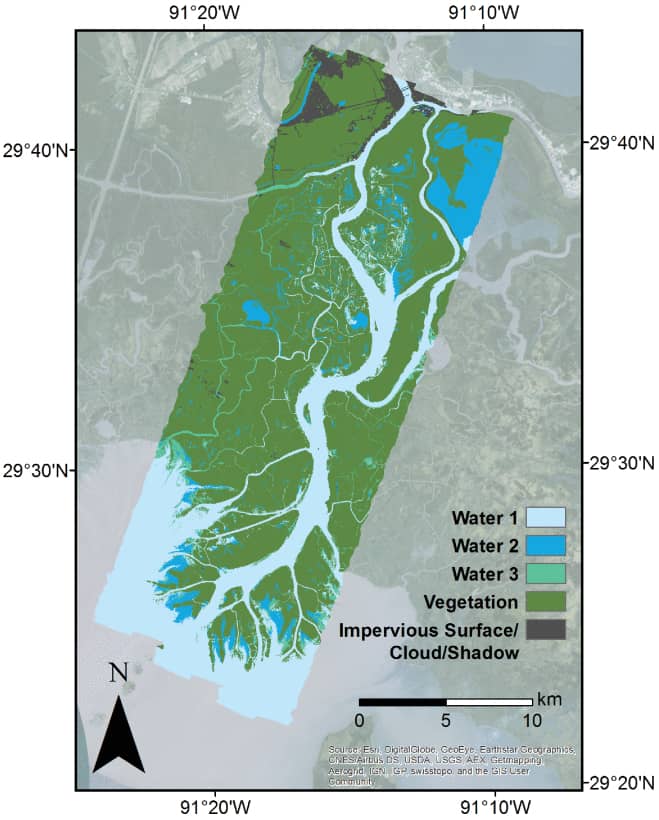 Map of a land cover preclassification derived from AVIRIS-NG 