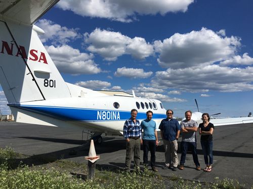 AirSWOT team standing in front of the B200 plane