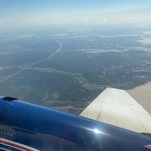 Aerial view of the delta from the airplane